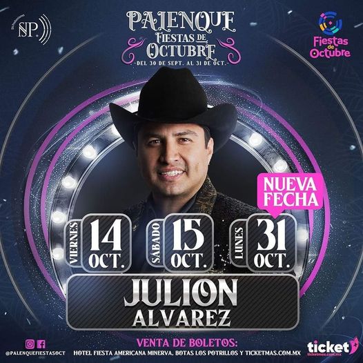Julión Álvarez será el artista encargado de cerrar el Palenque de Fiestas de Octubre 2022