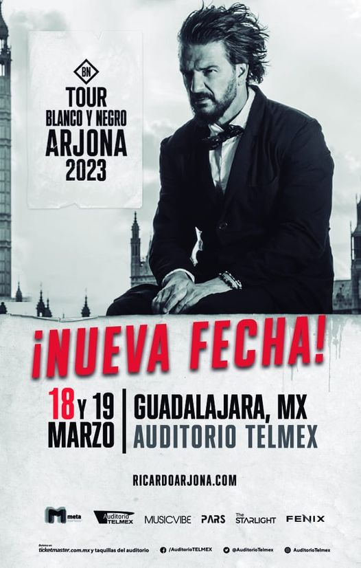 Ricardo Arjona se presenta este 17 y 18 de marzo en Guadalajara