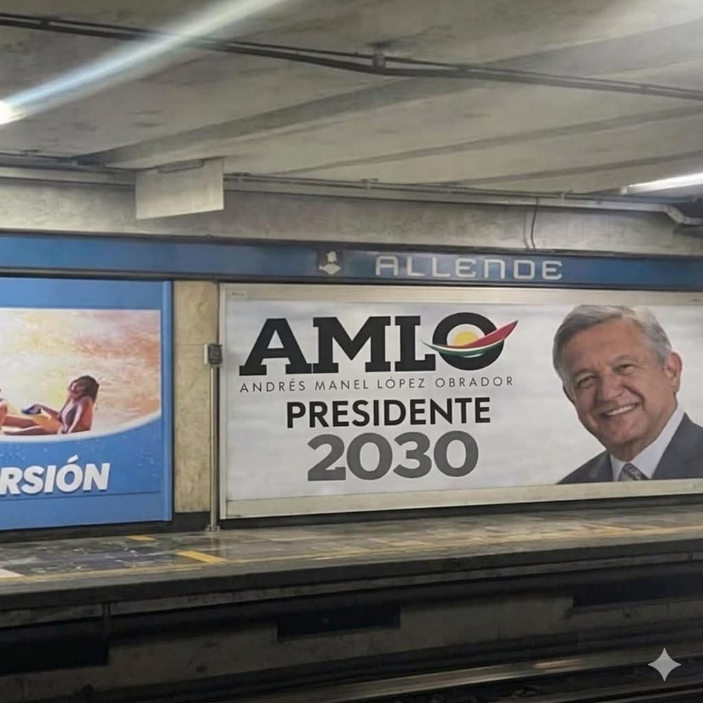 ¿AMLO para presidente en el 2030?, aparece propaganda en el Metro de la Ciudad de México